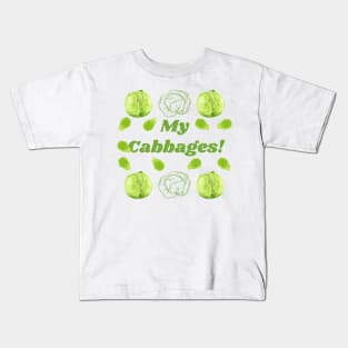 My Cabbages Pattern | Botanical Art | Green Vegetables | Gifts for Plant Lovers | Gifts for Vegetarians Kids T-Shirt